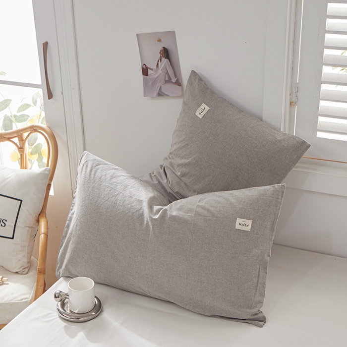 91家纺网 家纺一手货源 找家纺 眠优居 全棉色织水洗棉日系枕套【口袋枕】 冰山灰 (日系枕)