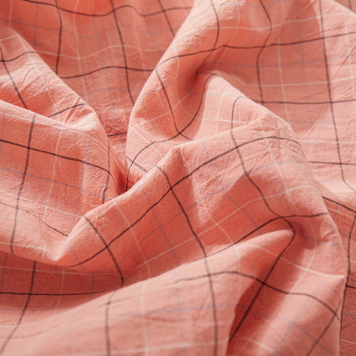 91家纺网 家纺一手货源 找家纺 眠优居 全棉色织水洗棉日系枕套【口袋枕】 格里-粉(日系枕)