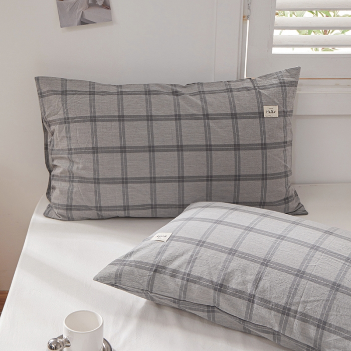 91家纺网 家纺一手货源 找家纺 眠优居 全棉色织水洗棉日系枕套【口袋枕】 大加州-灰(日系枕)