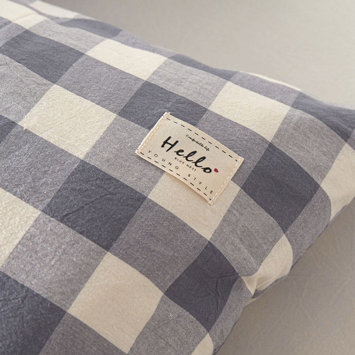 91家纺网 家纺一手货源 找家纺 眠优居 全棉色织水洗棉日系枕套【口袋枕】 兰白中格 (日系枕)