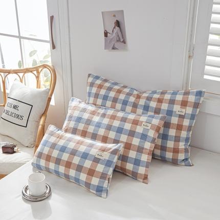 眠优居 全棉色织水洗棉日系枕套【口袋枕】 迷彩中格  (日系枕)