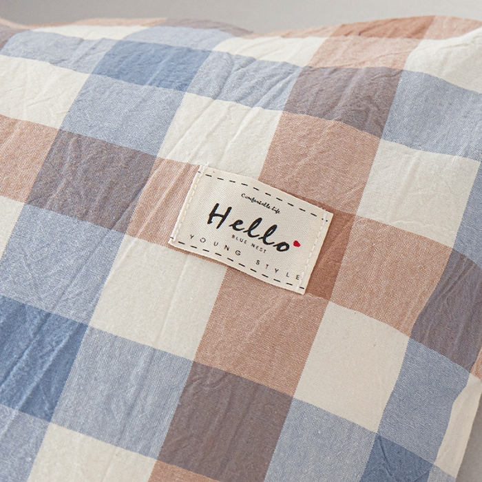 91家纺网 家纺一手货源 找家纺 眠优居 全棉色织水洗棉日系枕套【口袋枕】 迷彩中格  (日系枕)