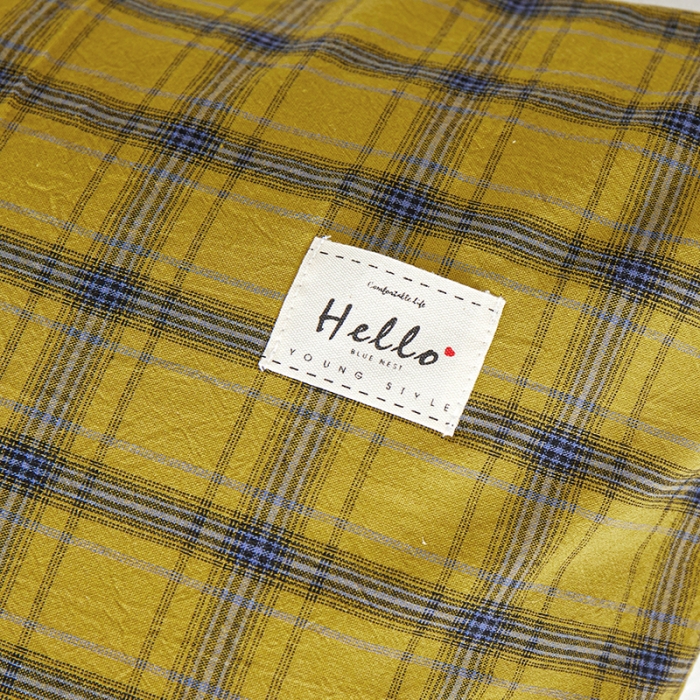 91家纺网 家纺一手货源 找家纺 眠优居 全棉色织水洗棉日系枕套【口袋枕】 谜语-黄 (日系枕)