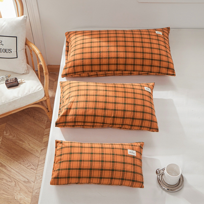 91家纺网 家纺一手货源 找家纺 眠优居 全棉色织水洗棉日系枕套【口袋枕】 谜语-桔 (日系枕)