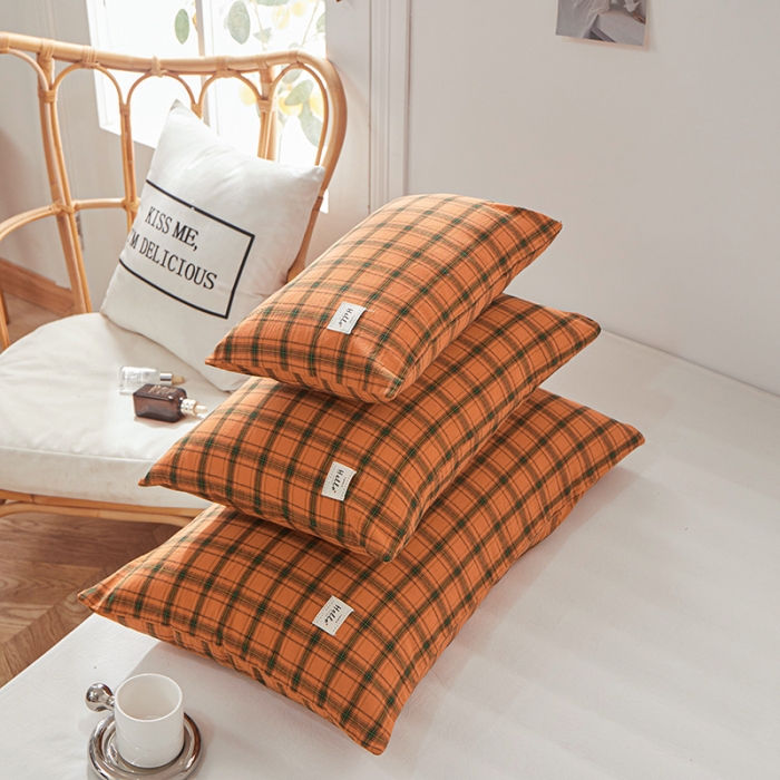 91家纺网 家纺一手货源 找家纺 眠优居 全棉色织水洗棉日系枕套【口袋枕】 谜语-桔 (日系枕)