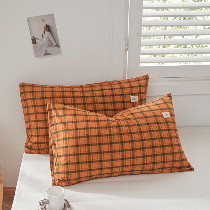 91家纺网 家纺一手货源 找家纺 眠优居 全棉色织水洗棉日系枕套【口袋枕】 谜语-桔 (日系枕)