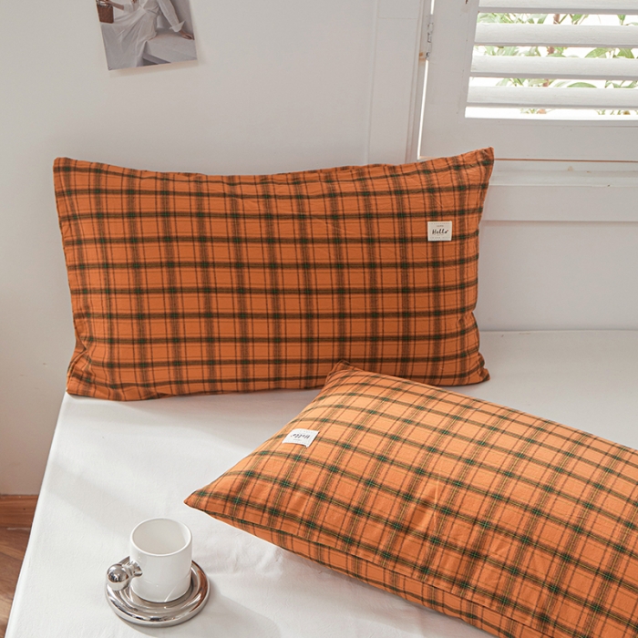 91家纺网 家纺一手货源 找家纺 眠优居 全棉色织水洗棉日系枕套【口袋枕】 谜语-桔 (日系枕)