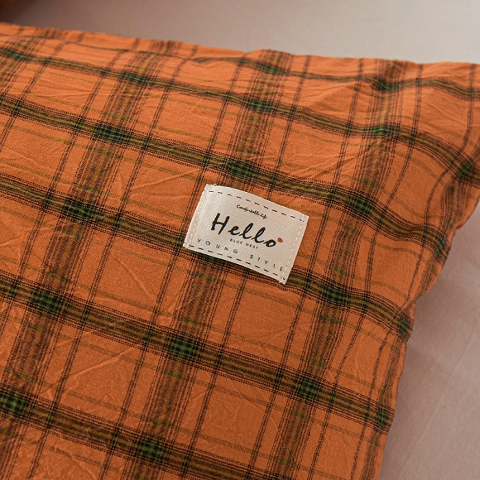 91家纺网 家纺一手货源 找家纺 眠优居 全棉色织水洗棉日系枕套【口袋枕】 谜语-桔 (日系枕)