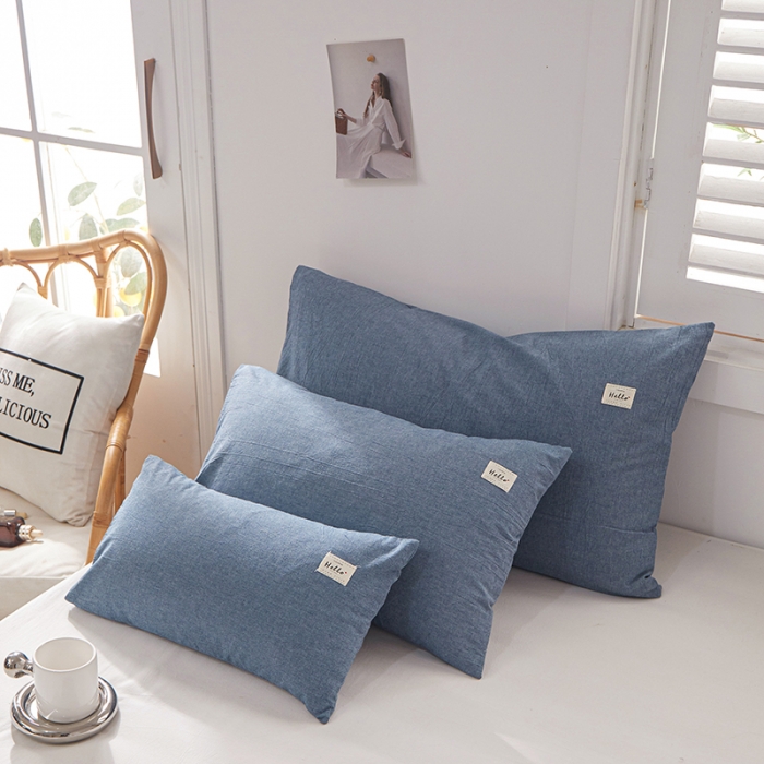 91家纺网 家纺一手货源 找家纺 眠优居 全棉色织水洗棉日系枕套【口袋枕】 牛仔兰 (日系枕)