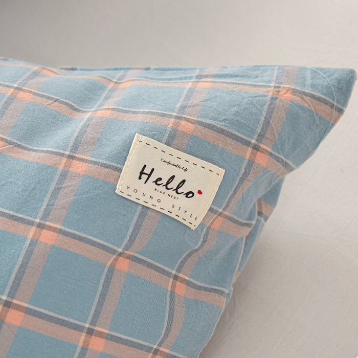 91家纺网 家纺一手货源 找家纺 眠优居 全棉色织水洗棉日系枕套【口袋枕】 七月-兰 (日系枕)