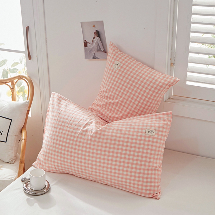 91家纺网 家纺一手货源 找家纺 眠优居 全棉色织水洗棉日系枕套【口袋枕】 玉小格 (日系枕)