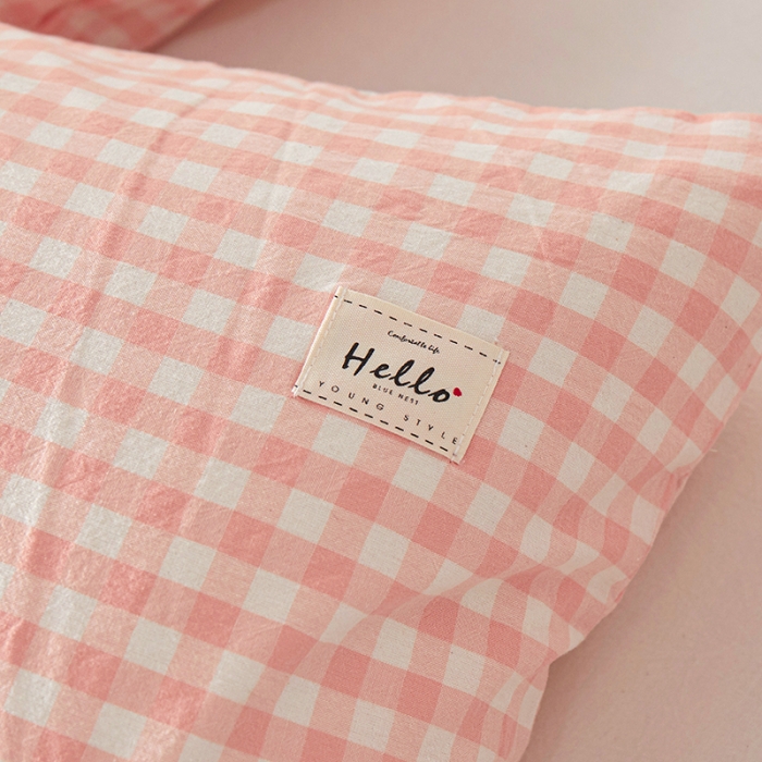 91家纺网 家纺一手货源 找家纺 眠优居 全棉色织水洗棉日系枕套【口袋枕】 玉小格 (日系枕)