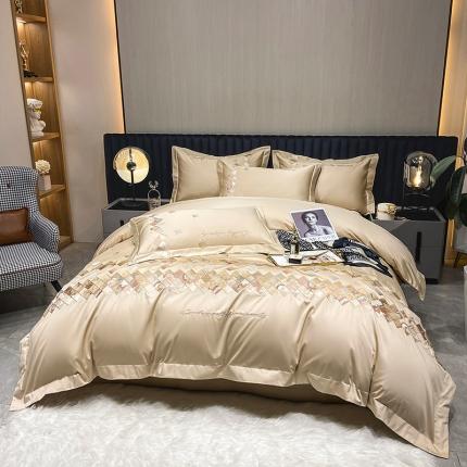 91家纺网 家纺一手货源 找家纺 （总）魅都 100s新款阿克苏长绒棉刺绣轻奢风四件套