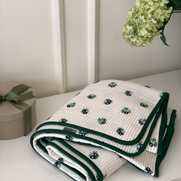 91家纺网 家纺一手货源 找家纺 汇庭 2023新款卡通印花单品床盖系列-实拍 蓝莓花