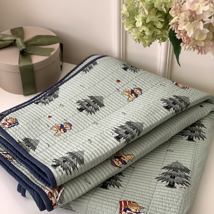 91家纺网 家纺一手货源 找家纺 汇庭 2023新款卡通印花单品床盖系列-实拍 沙滩熊