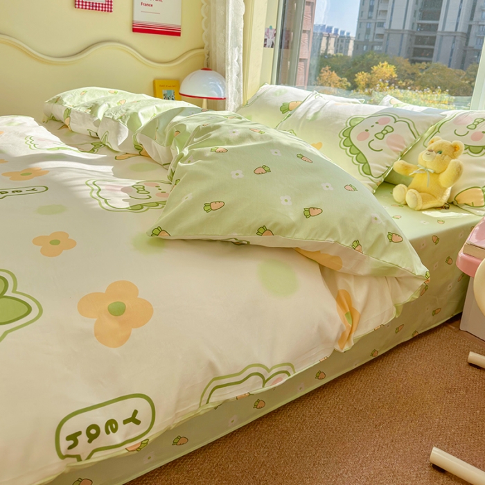 91家纺网 家纺一手货源 找家纺 瑞莱 2023春夏新款全棉印花四件套-卡通系列（第二批） 萌萌小恐龙