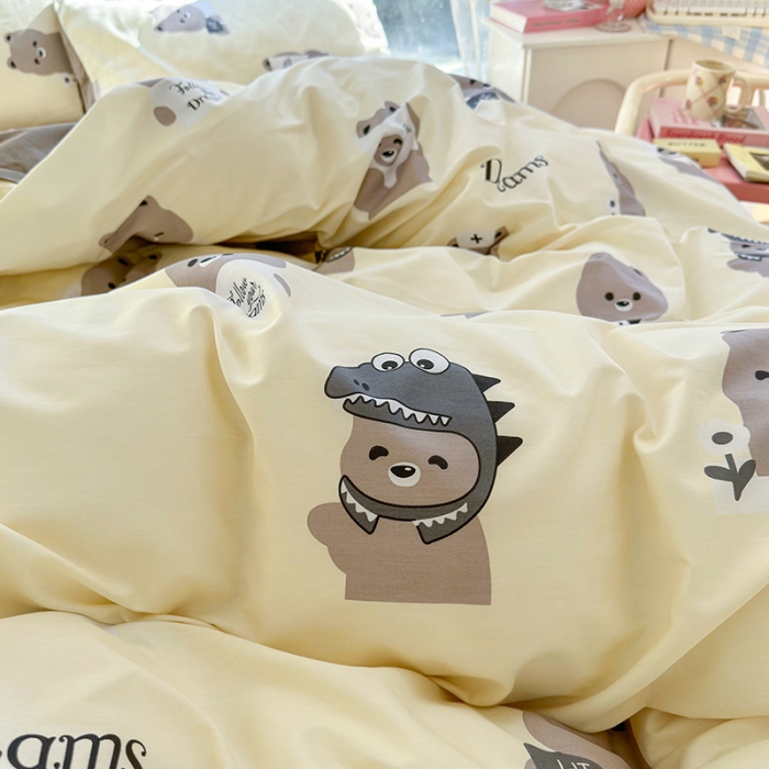 91家纺网 家纺一手货源 找家纺 瑞莱 2023春夏新款全棉印花四件套-卡通系列 （第二批）波比熊