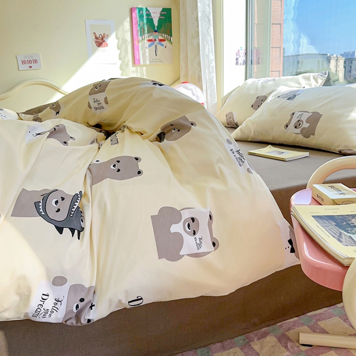 91家纺网 家纺一手货源 找家纺 瑞莱 2023春夏新款全棉印花四件套-卡通系列 （第二批）波比熊