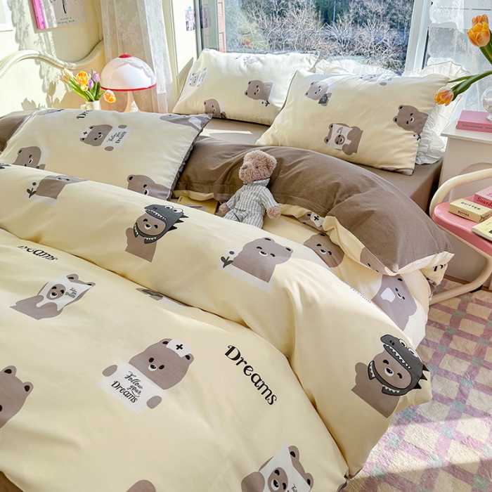 91家纺网 家纺一手货源 找家纺 瑞莱 2023春夏新款全棉印花四件套-卡通系列 （第二批）波比熊