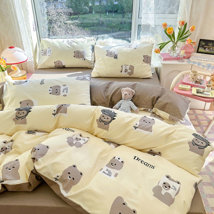 91家纺网 家纺一手货源 找家纺 瑞莱 2023春夏新款全棉印花四件套-卡通系列 （第二批）波比熊