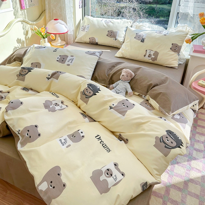 91家纺网 家纺一手货源 找家纺 瑞莱 2023春夏新款全棉印花四件套-卡通系列 （第二批）波比熊