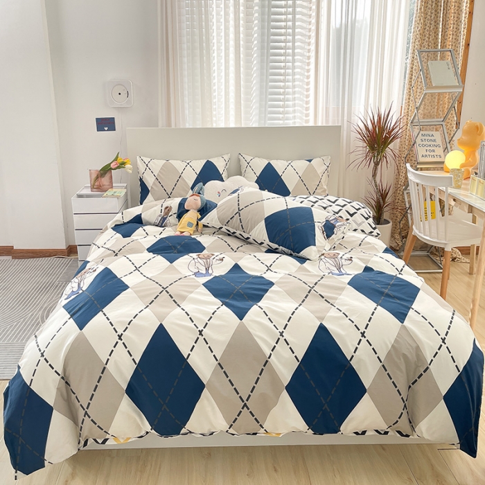 91家纺网 家纺一手货源 找家纺 瑞莱 2023春夏新款全棉印花四件套-卡通系列（第二批） 英伦熊