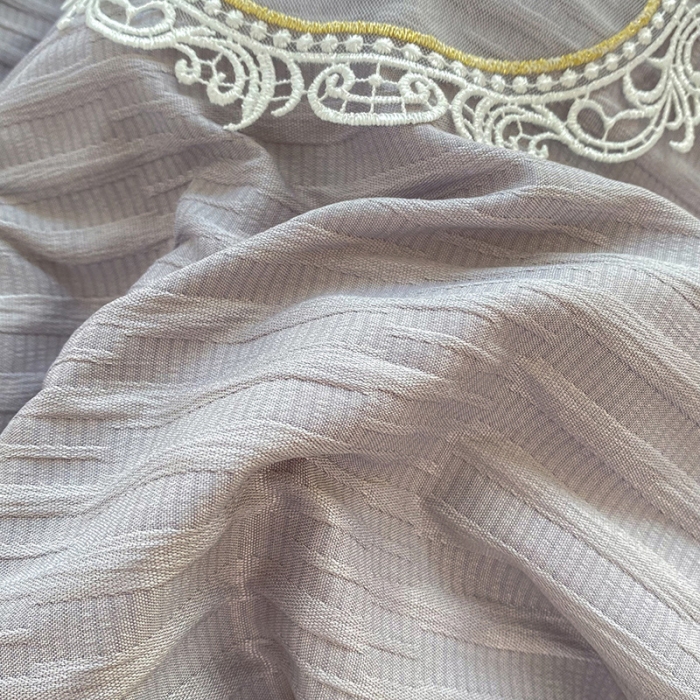 91家纺网 家纺一手货源 找家纺 韩约 2023新款 韩约泡泡纱仙叶系列四件套 仙叶花边款（绅士灰）