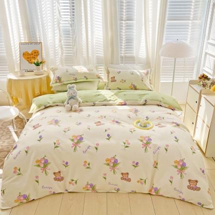 乐童 2024网红直播爆款吊边＋一字绣工艺款四件套（五）花田 小熊