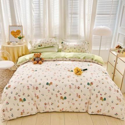 91家纺网 家纺一手货源 找家纺 乐童 2024网红直播爆款吊边＋一字绣工艺款四件套（五）仙草兔