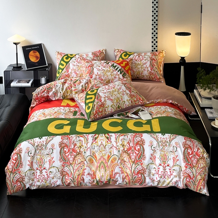 91家纺网 家纺一手货源 找家纺 （总）花沐 2023新款 双面全棉纯棉轻奢风平网印花四件套