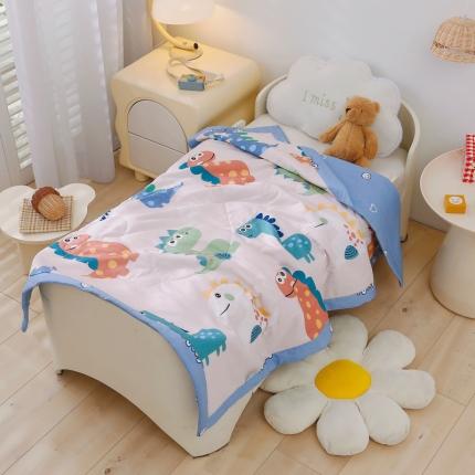 91家纺网 家纺一手货源 找家纺 芭伯妮  2025新款40支全棉新疆棉花幼儿园儿童夏被 动漫恐龙-米
