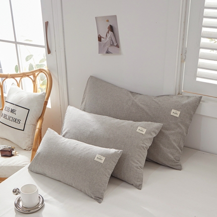91家纺网 家纺一手货源 找家纺 全棉色织水洗棉口袋枕单人纯棉枕套简约日系枕套