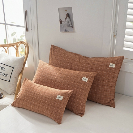 91家纺网 家纺一手货源 找家纺 全棉色织水洗棉口袋枕单人纯棉枕套简约日系枕套