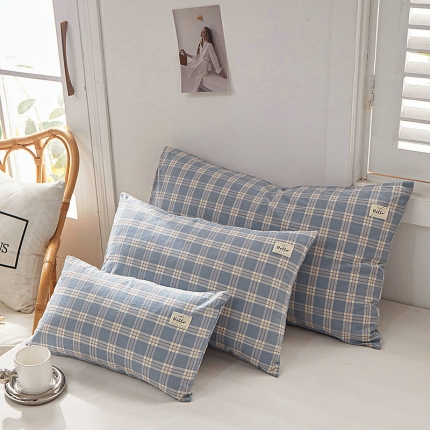 91家纺网 家纺一手货源 找家纺 全棉色织水洗棉口袋枕单人纯棉枕套简约日系枕套