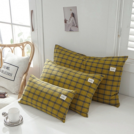 91家纺网 家纺一手货源 找家纺 全棉色织水洗棉口袋枕单人纯棉枕套简约日系枕套