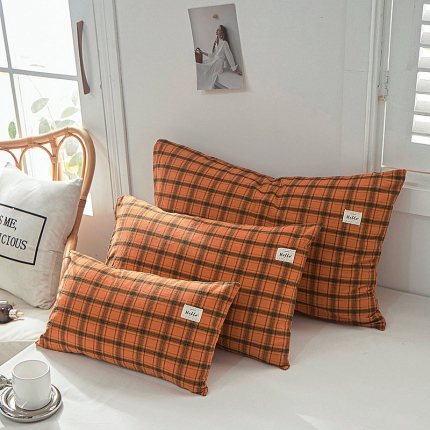 91家纺网 家纺一手货源 找家纺 全棉色织水洗棉口袋枕单人纯棉枕套简约日系枕套