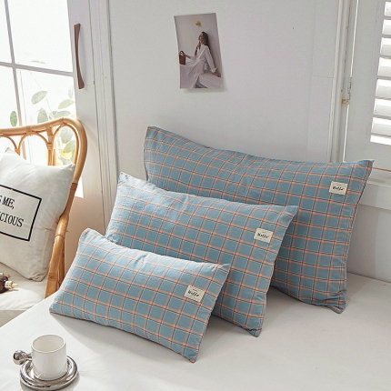 91家纺网 家纺一手货源 找家纺 全棉色织水洗棉口袋枕单人纯棉枕套简约日系枕套