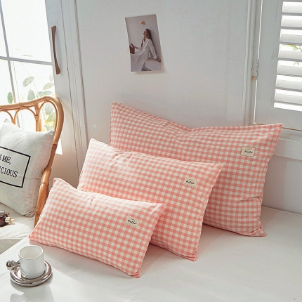 91家纺网 家纺一手货源 找家纺 全棉色织水洗棉口袋枕单人纯棉枕套简约日系枕套