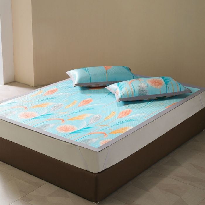 91家纺网 家纺一手货源 找家纺 爱上家居 2023新款冰藤席凉席冰丝席子 仲夏花开