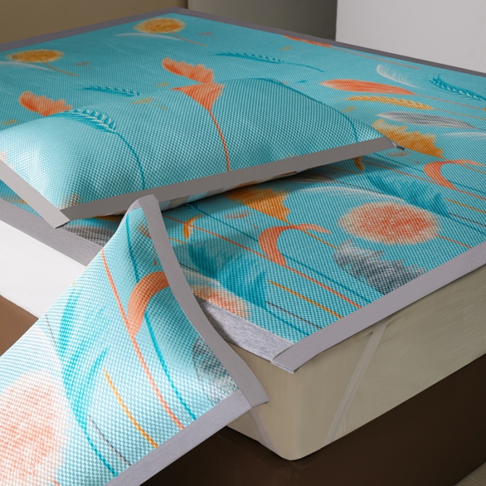 91家纺网 家纺一手货源 找家纺 爱上家居 2023新款冰藤席凉席冰丝席子 仲夏花开