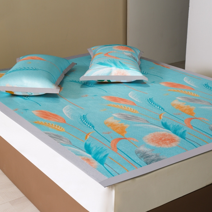 91家纺网 家纺一手货源 找家纺 爱上家居 2023新款冰藤席凉席冰丝席子 仲夏花开