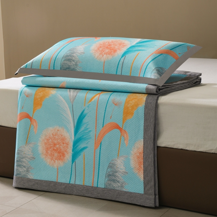 91家纺网 家纺一手货源 找家纺 爱上家居 2023新款冰藤席凉席冰丝席子 仲夏花开