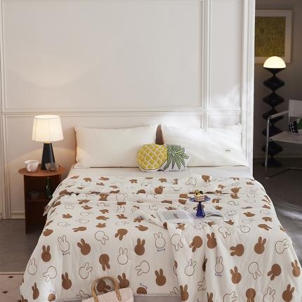 91家纺网 家纺一手货源 找家纺 帕拉美拉 2025新款直播供货针织棉印花夏被邦尼兔