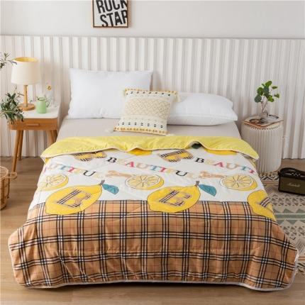 91家纺网 家纺一手货源 找家纺 亚龙 2023新款 亲肤棉夏被 柠檬