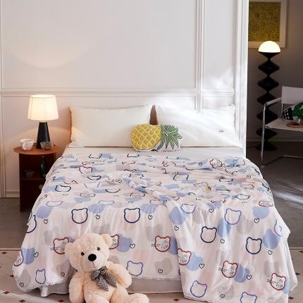 91家纺网 家纺一手货源 找家纺 帕拉美拉 2025新款直播供货针织棉印花夏被叠印小熊