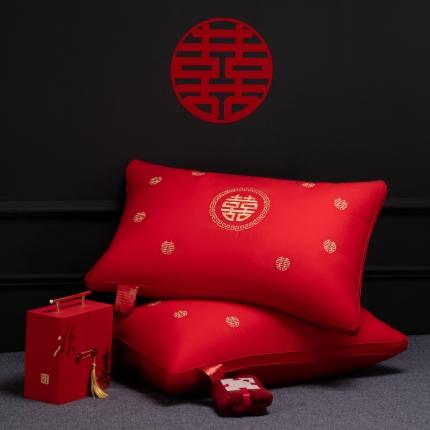 91家纺网 家纺一手货源 找家纺 全棉婚庆枕羽丝枕枕头枕芯保健枕-喜事多多