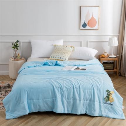 91家纺网 家纺一手货源 找家纺 亚龙 2023新款 水洗棉小熊夏被 小冰熊-湖蓝