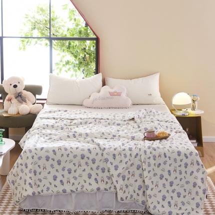 91家纺网 家纺一手货源 找家纺 帕拉美拉 2025新款直播供货针织棉印花夏被花与兔子