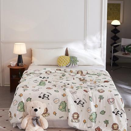 91家纺网 家纺一手货源 找家纺 帕拉美拉 2025新款直播供货针织棉印花夏被恐龙朋友