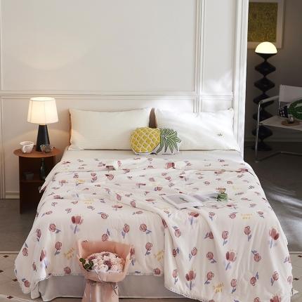 91家纺网 家纺一手货源 找家纺 帕拉美拉 2025新款直播供货针织棉印花夏被美好时光